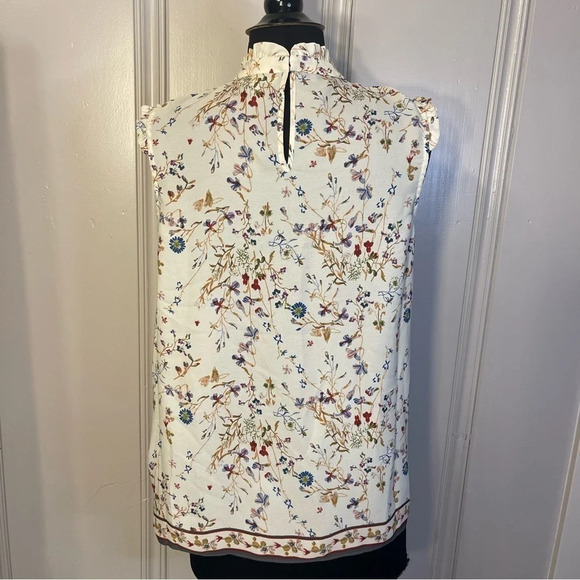 Max Studio Smocked Floral Top Blouse Ruffle Neck and‎ Sleeve XS - Picture 5 of 11